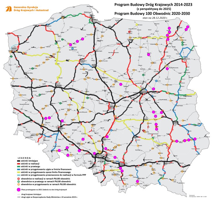 Plany zamówień na prace na istniejącej sieci dróg. Źródło: GDDKiA